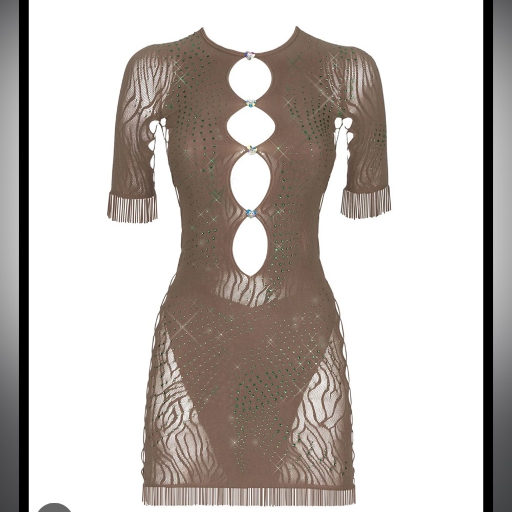 NWT Poster girl Miranda sequin rhinestone dress shiitake